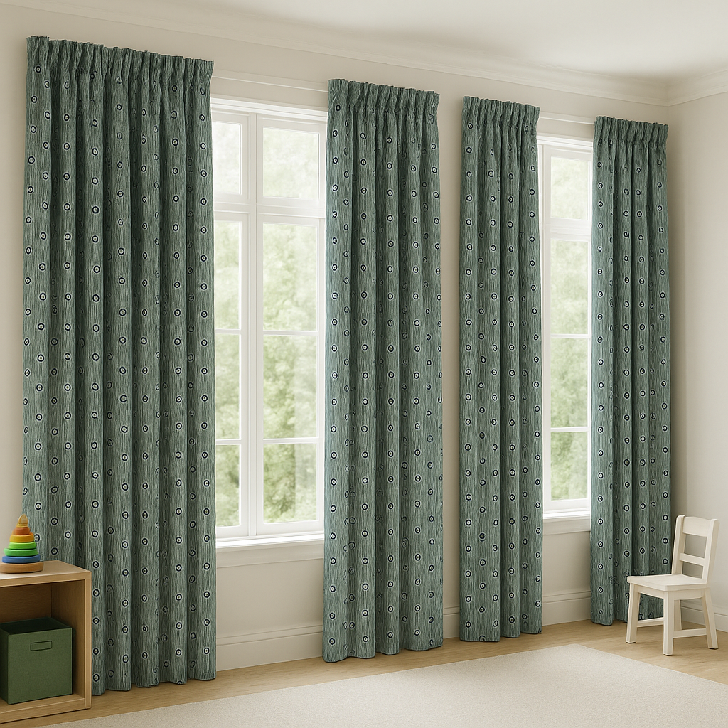 Nautical Anchor Pure Cotton Curtains – Blue Striped Kids Drapes, Light-Filtering or Blackout