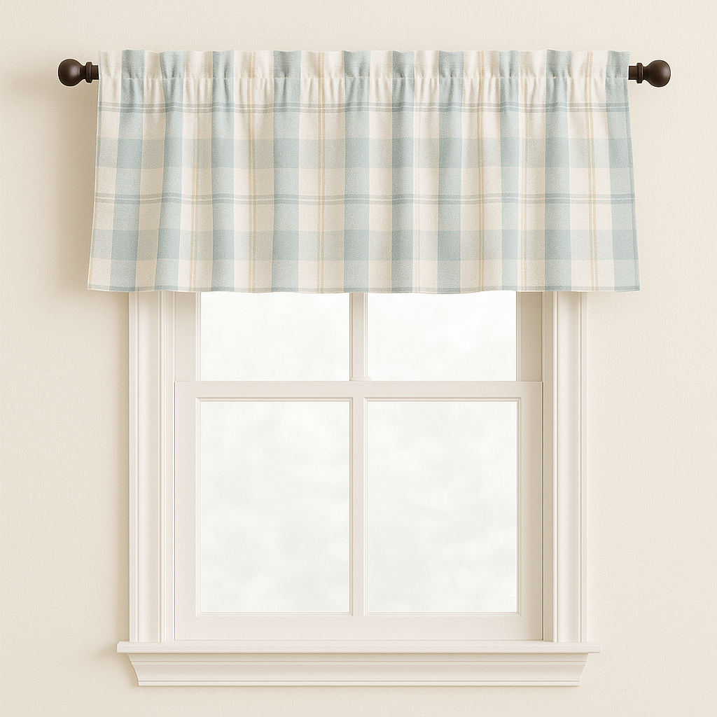 Pure Linen Check Valance Curtain – Farmhouse Window Topper – 7 Gingham Colours – Light Filtering Cotton Lined – Custom Sizes