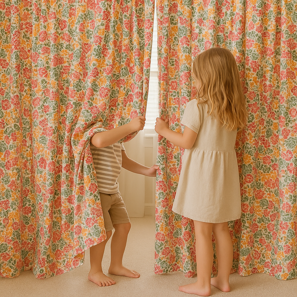 Wildflower Meadow Cotton Curtains – Watercolour Floral Kids Drapes, Light-Filtering or 100 % Blackout | Made-to-Measure
