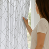 Pure Linen Sheer Curtains with Geometric Embroidered Lattice – Light Filtering Privacy Drapes – Custom Sizes – OEKO-TEX Certified