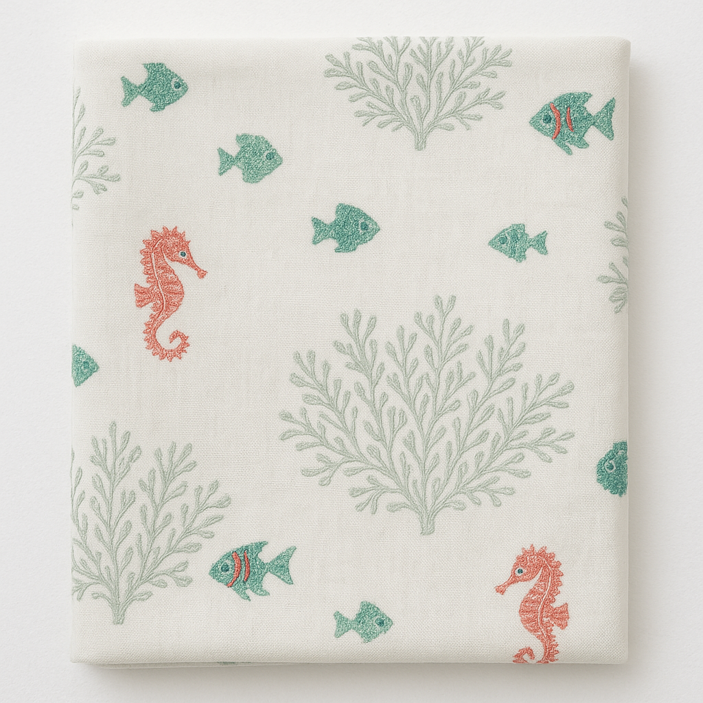 Embroidered Under-the-Sea Cotton-Linen Fabric 54