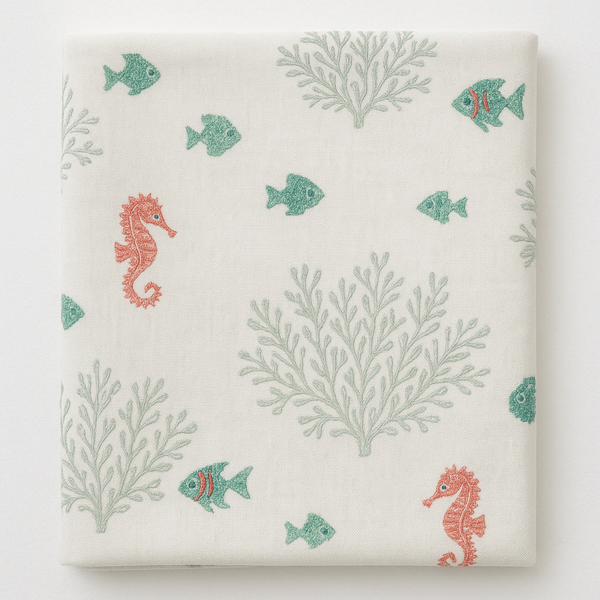 Embroidered Under-the-Sea Cotton-Linen Fabric 54
