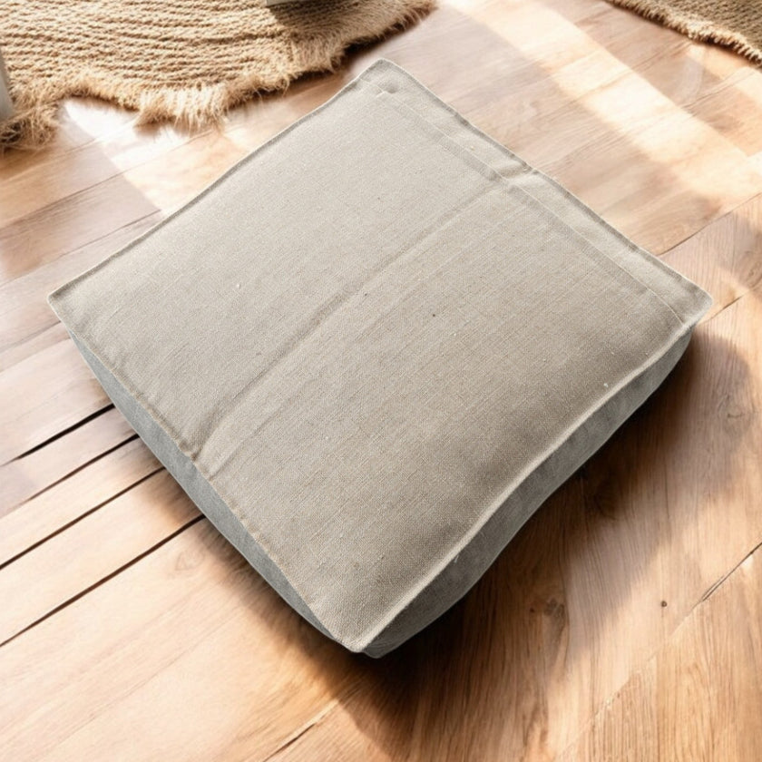 Linen cru poufs