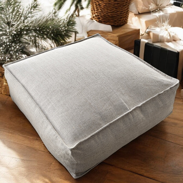 Linen cru poufs