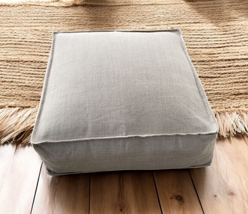 Linen cru poufs