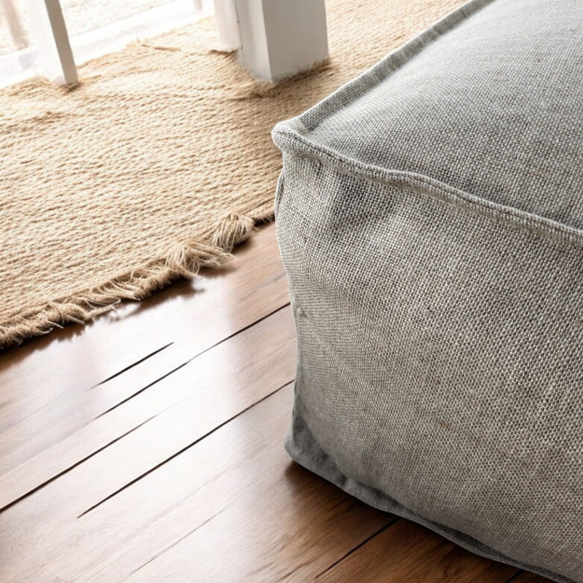 Linen cru poufs