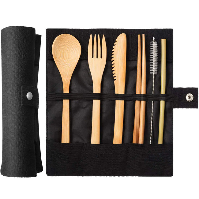 Eco-Friendly Children's Bamboo Cutlery Set with Canvas Bag