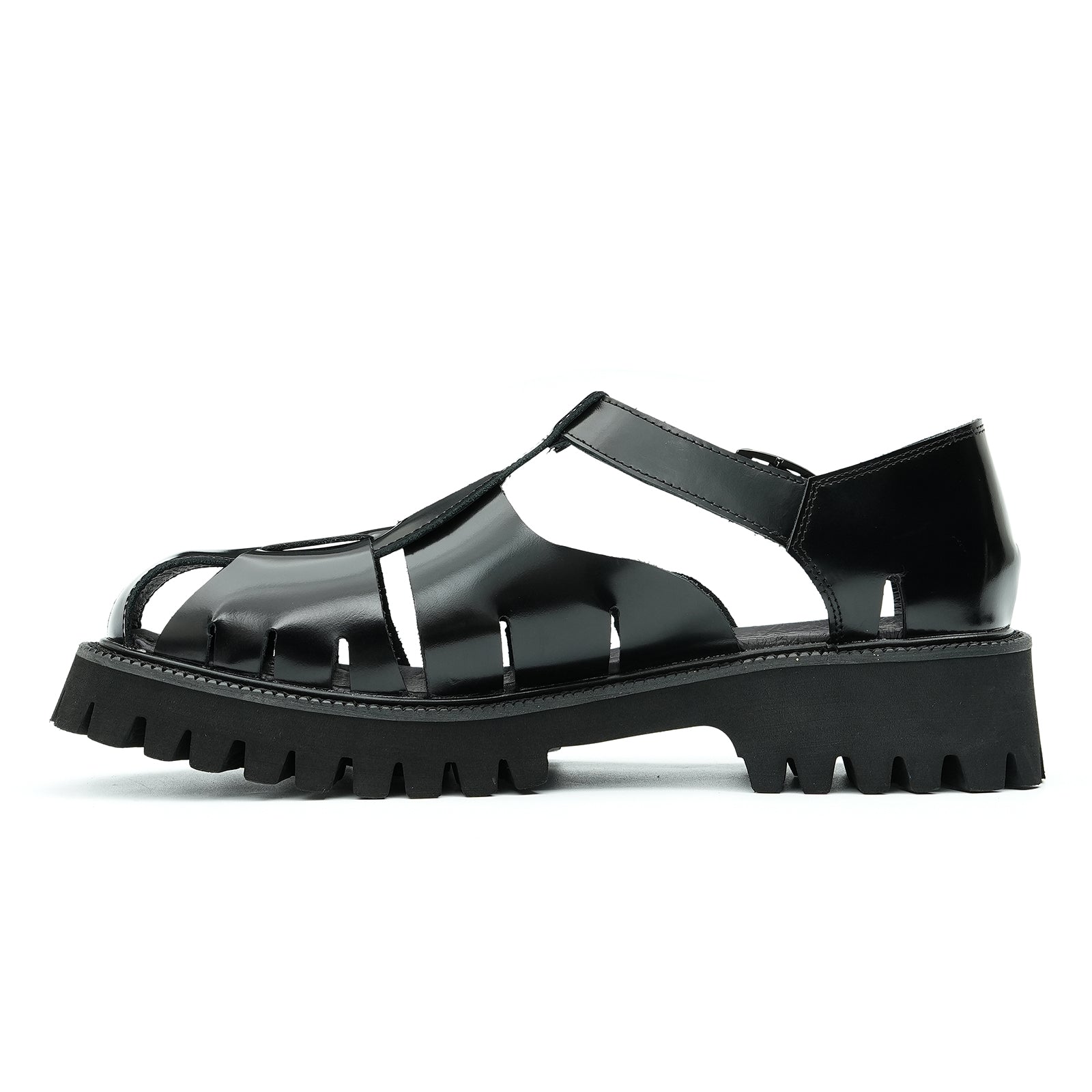 Glossy Calfskin Modern Roman Sandals for Men-0