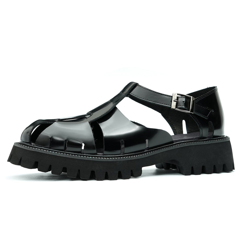 Glossy Calfskin Modern Roman Sandals for Men-1