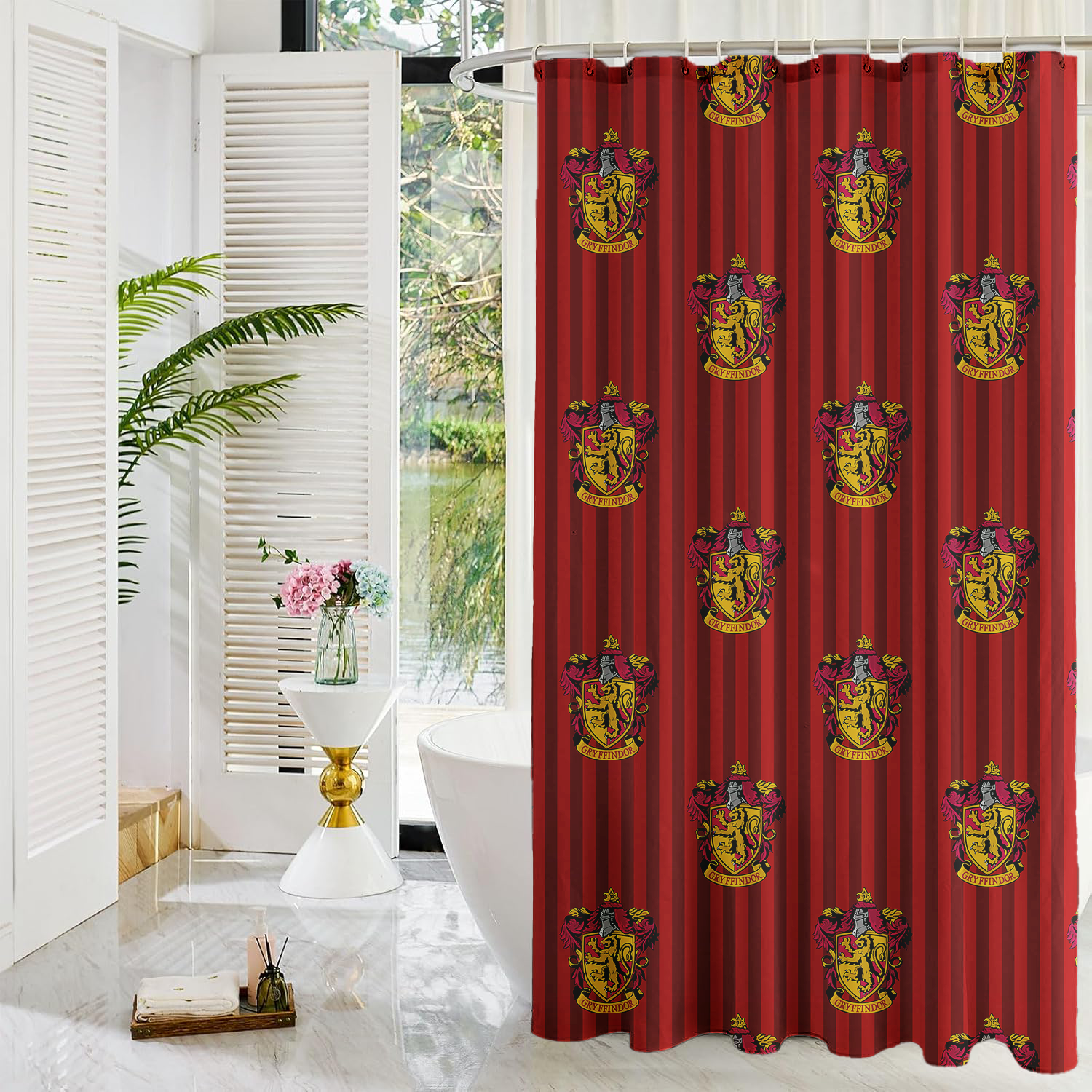 Harry Potter Shower Curtains | Gryffindor, Slytherin, Hufflepuff, Ravenclaw | Linen Fabric
