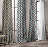 Ikat Cotton Linen Pinch Pleat Curtains - Pink Turq, Natural Blue, Grey Ochre | Made to Measure & Standard Sizes | Blackout & Light Filtering Options