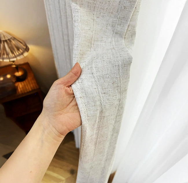Pure Linen Sheer Curtains Vertical Striped GOTS Certified - Customisable & Made to Measure, Light Filtering Option, Choice of Linings & Various Heading Styles for Natural Light