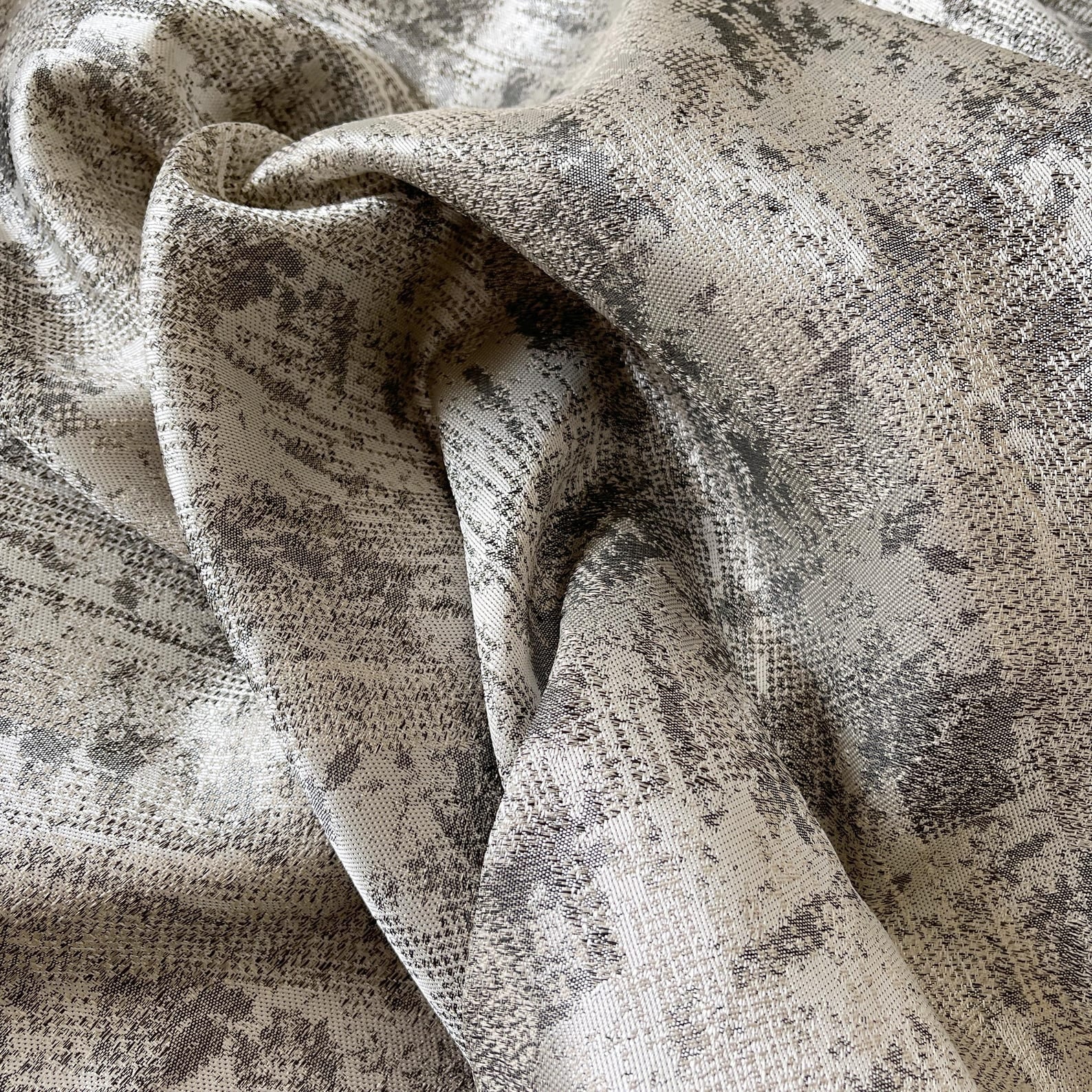 Textured Luxury Abstract Jacquard Cotton Curtains - Light Filtering or Blackout Window Drapes