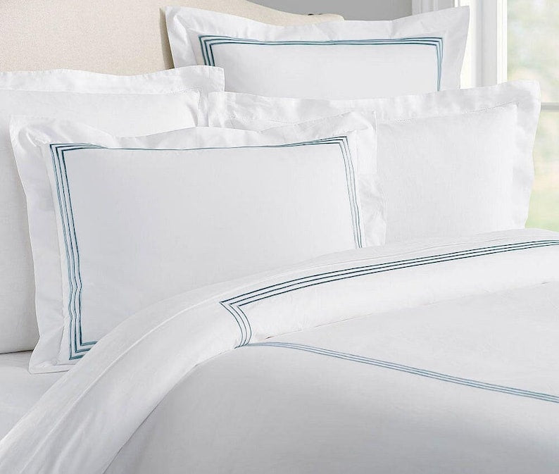 Lines - Linen Cotton Embroidered Edge Duvet Cover Sets