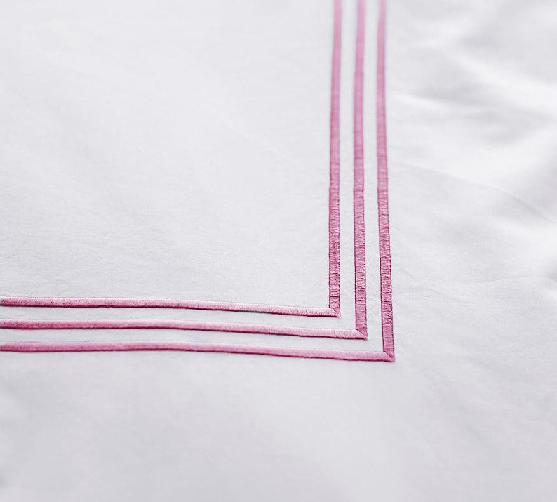 Lines - Pure Linen Embroidered Edge Duvet Cover Sets