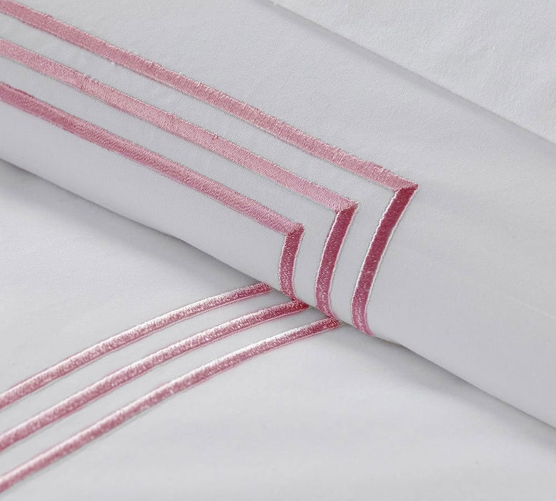 Lines - Pure Linen Embroidered Edge Duvet Cover Sets