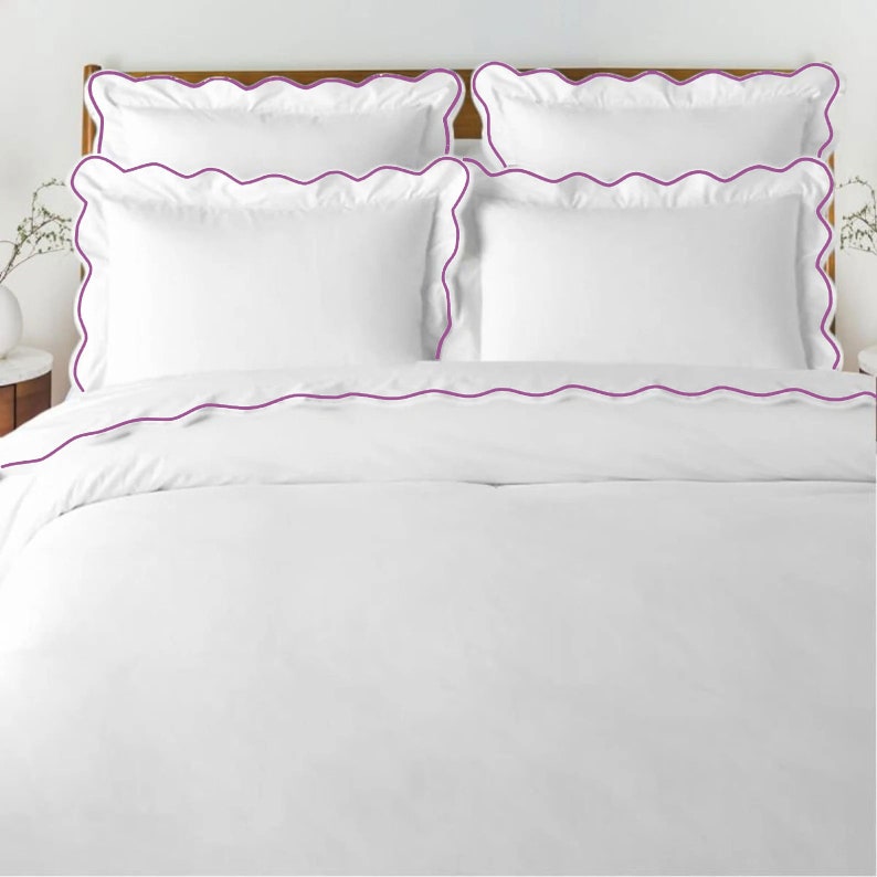 Waves - Linen Cotton Embroidered Edge Duvet Cover Sets-5