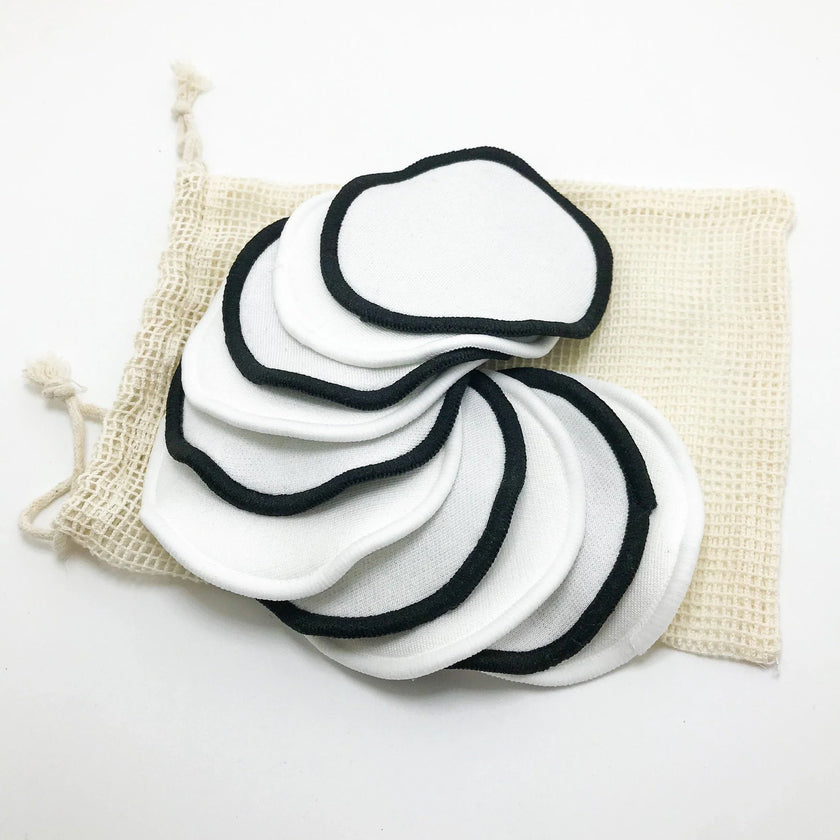 10 Reusable Organic Bamboo Cotton Facial Pads - Zero Waste Plastic Free Natural Makeup Remover Pads + Organic Mesh Cotton Laundry Bag-5