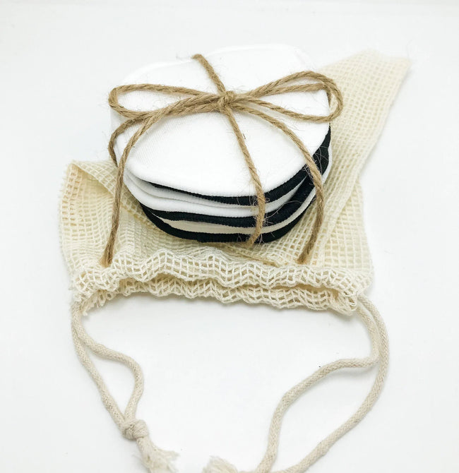 10 Reusable Organic Bamboo Cotton Facial Pads - Zero Waste Plastic Free Natural Makeup Remover Pads + Organic Mesh Cotton Laundry Bag-1