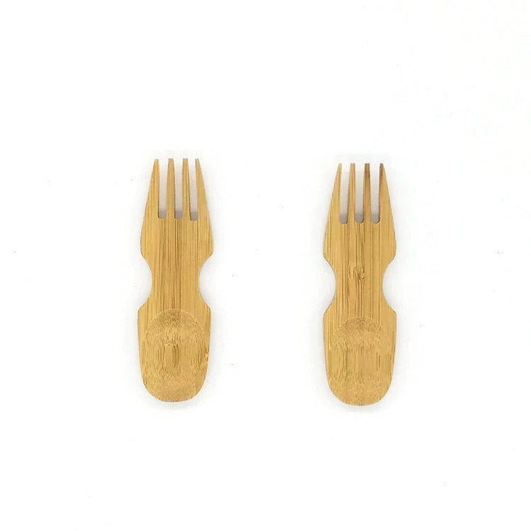Natural Bamboo Spork-Zero Waste Free Of Plastic-Sustainable Cotton Pouch-1