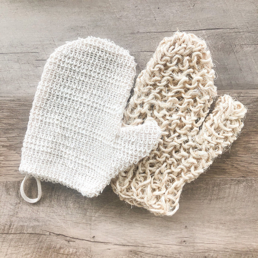 Natural Sisal Bath Mitt - Zero Waste Organic Exfoliating Bath Glove - Plastic Free Sustainable Shower-0