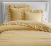 Yellow - 100% Pure Linen | Linen Cotton Mix | 3 Piece Ruffle Duvet Cover Set | Handmade | Pre-washed | Soft-0