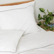 White with Light Grey Piping  - Pure Cotton, Pure Linen or Linen Cotton Mix | 3 Piece Piped Duvet Cover Set | Handmade | Pre-washed-0