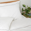 White with Light Grey Piping  - Pure Cotton, Pure Linen or Linen Cotton Mix | 3 Piece Piped Duvet Cover Set | Handmade | Pre-washed-0
