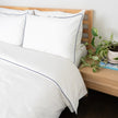 White with Navy Blue Piping  - Pure Cotton, Pure Linen or Linen Cotton Mix | 3 Piece Piped Duvet Cover Set | Handmade | Pre-washed-2