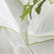 White with Lime Green Piping  - Pure Cotton, Pure Linen or Linen Cotton Mix | 3 Piece Piped Duvet Cover Set | Handmade | Pre-washed-1