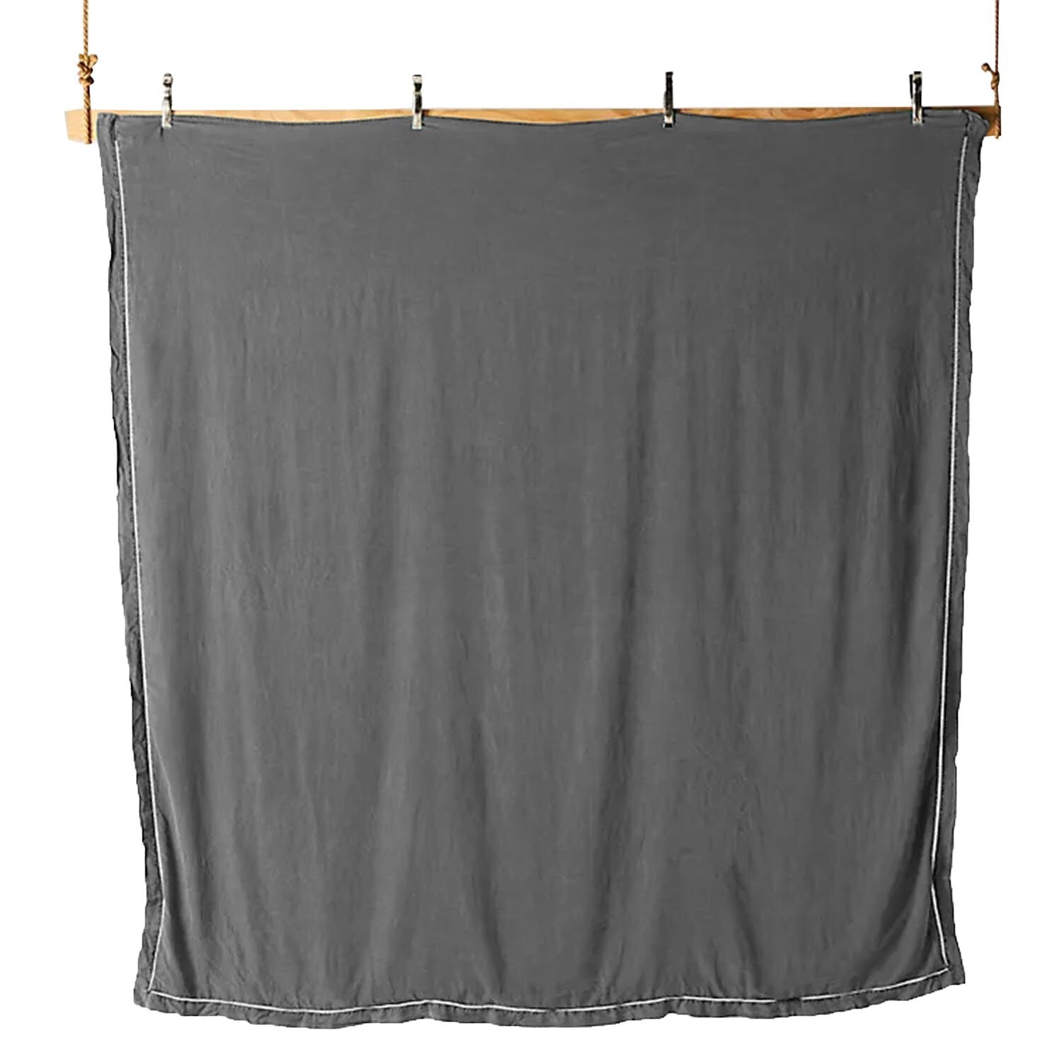 Embroidered Edge Light Grey 100% Pure Linen | Linen Cotton Mix | 3 Piece Duvet Cover Set | 4 Piece Sheet Set | Handmade | Pre-washed | Soft-2