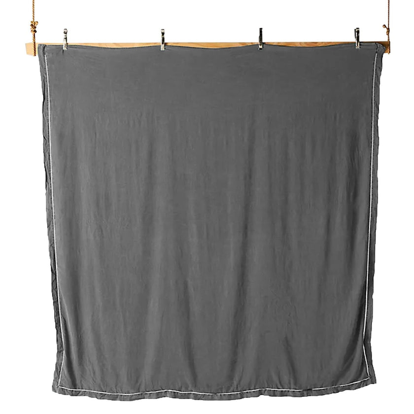 Embroidered Edge Light Grey 100% Pure Linen | Linen Cotton Mix | 3 Piece Duvet Cover Set | 4 Piece Sheet Set | Handmade | Pre-washed | Soft-2