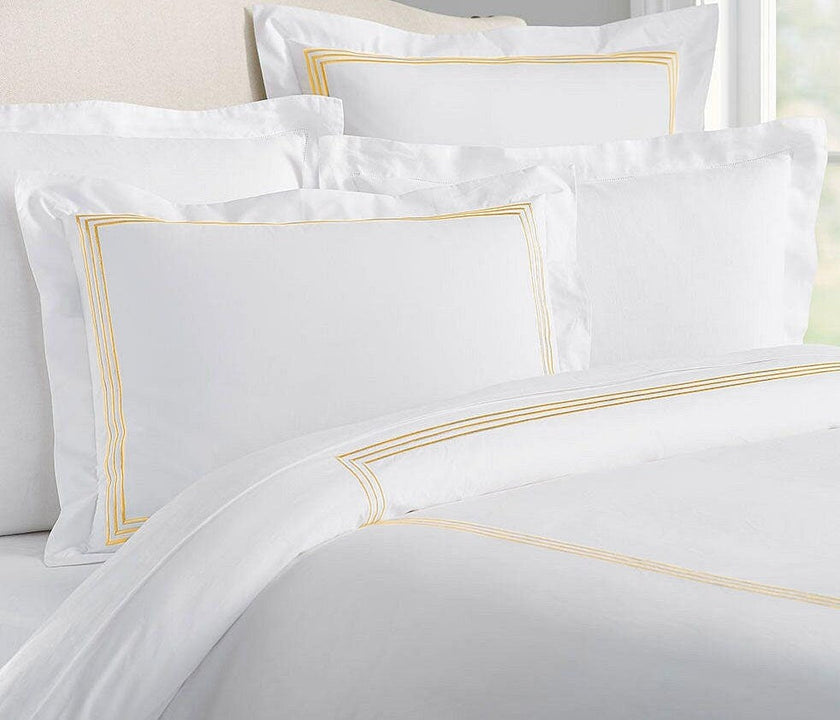 Lines - Linen Cotton Embroidered Edge Duvet Cover Sets