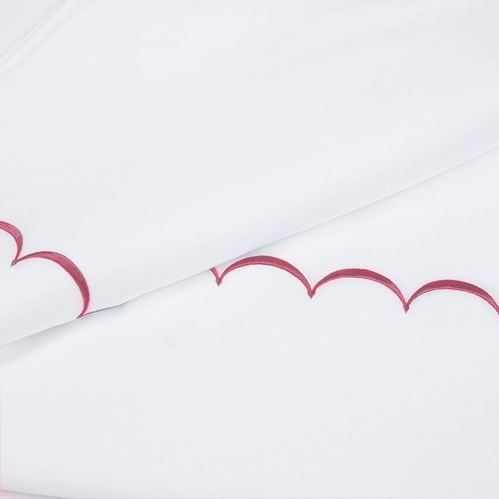 White with Bubblegum Pink - Cotton Sateen, Pure Linen, Linen Cotton Mix | 3 Piece Embroidered Edge Duvet Cover Set | Handmade | Pre-washed-2