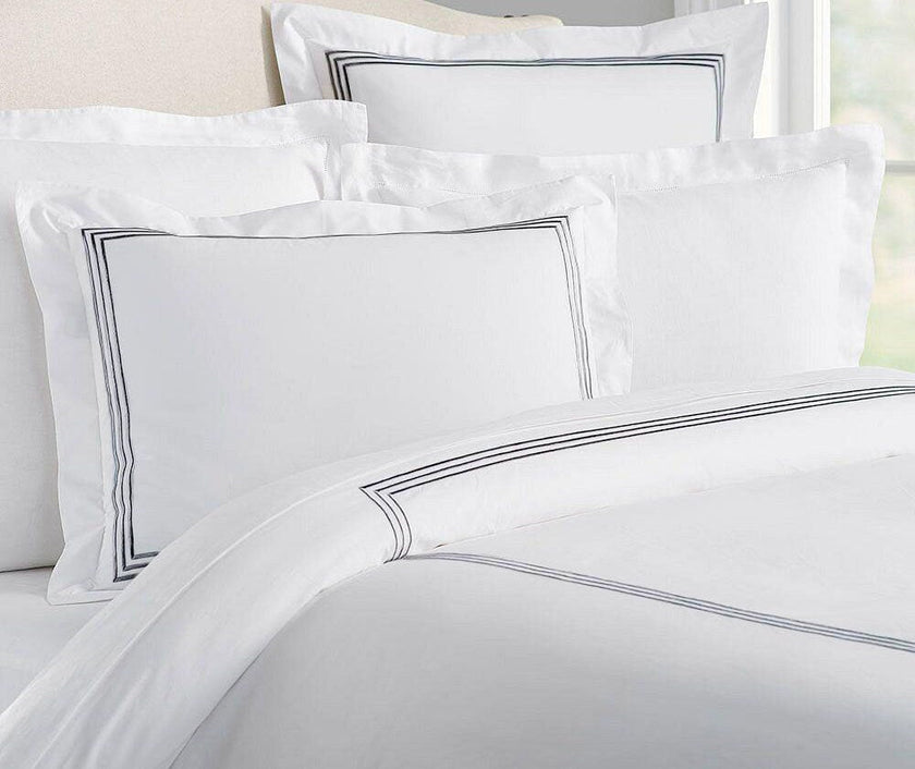 Lines - Pure Linen Embroidered Edge Duvet Cover Sets