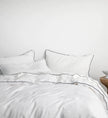 White with Navy Piping  - 100% Pure Linen or Linen Cotton | 3 Piece Piped Duvet Cover Set | Handmade | Pre-washed-0