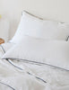 White with Navy Piping  - 100% Pure Linen or Linen Cotton | 3 Piece Piped Duvet Cover Set | Handmade | Pre-washed-1
