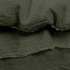 Raw Edged Moss Green - 100% Pure Linen | Linen Cotton Mix | 3 Piece Duvet Cover Set | 4 Piece Sheet Set | Handmade | Pre-washed | Soft-3
