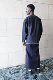 Extra-long denim wrap skirt