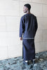 Extra-long denim wrap skirt