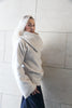 High collar white wool pullover