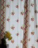 White & Red Hand Block Printed Linen Curtains | Gulmohar Flower Design