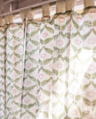 White & Green Hand Block Printed Linen Curtains | Lotus & Jaal Design