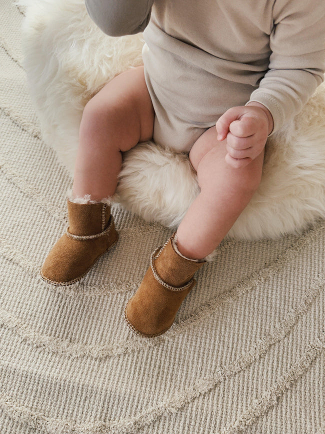 Beige Baby Natural Sheepskin Boots-0