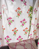 White & Pink Hand Block Printed Linen Curtains | Bougainvillea Design