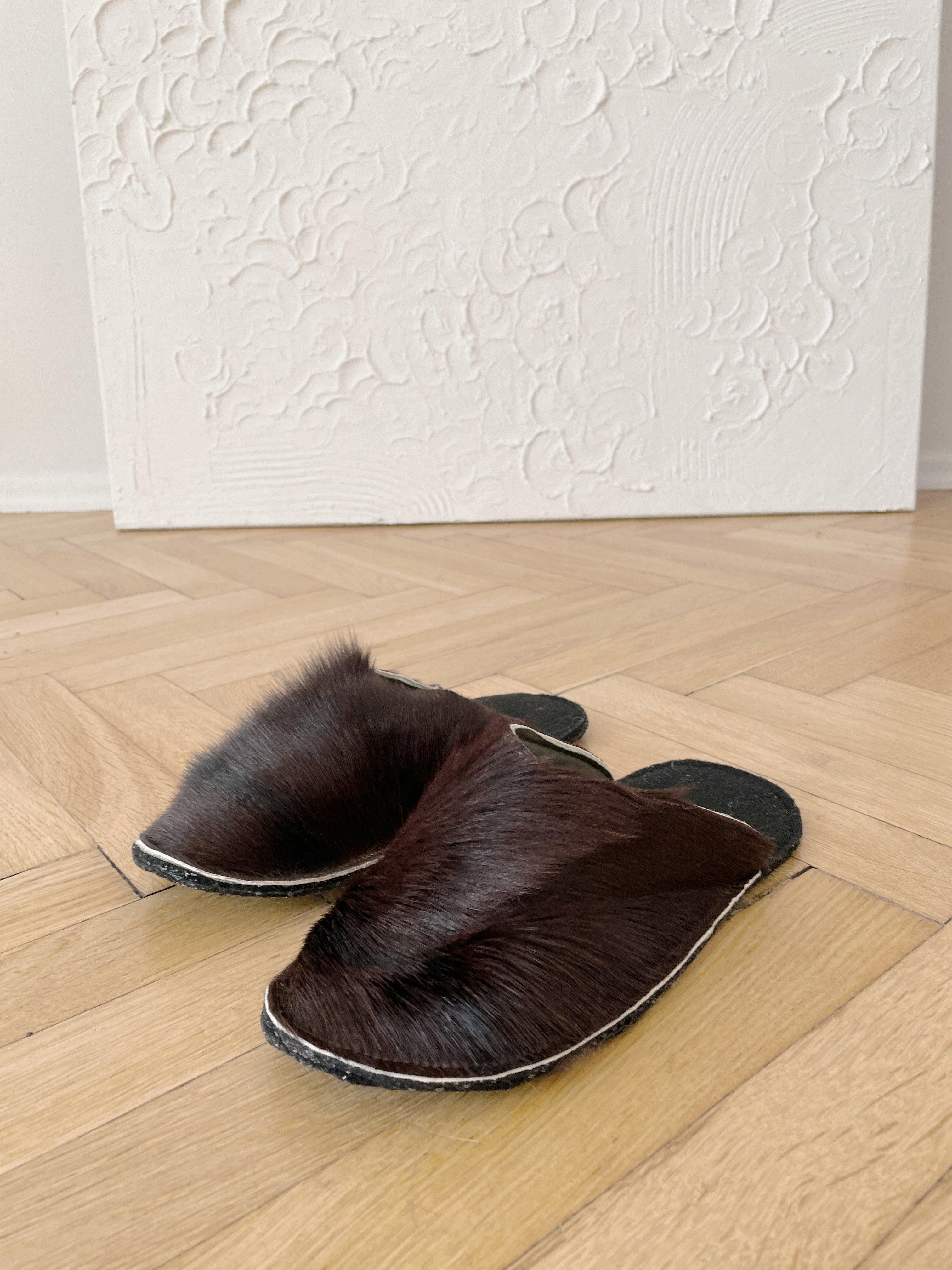 Adult Natural Goat skin Slippers-4