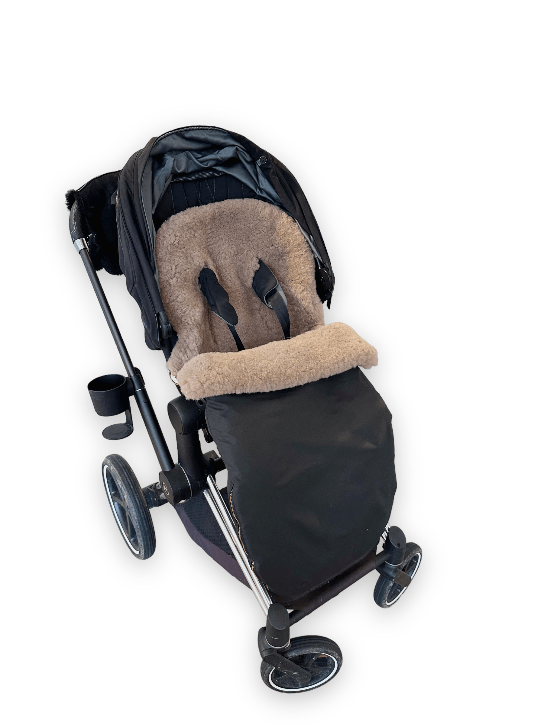 Black Natural Sheepskin Stroller Sleeping Bag-1