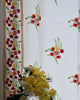 White & Red Hand Block Printed Linen Curtains | Gulmohar Flower Design