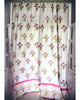White & Pink Hand Block Printed Linen Curtains | Bougainvillea Design
