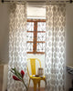 White & Grey Ikat Hand Block Printed Linen Curtains | Standard & Custom Sizing